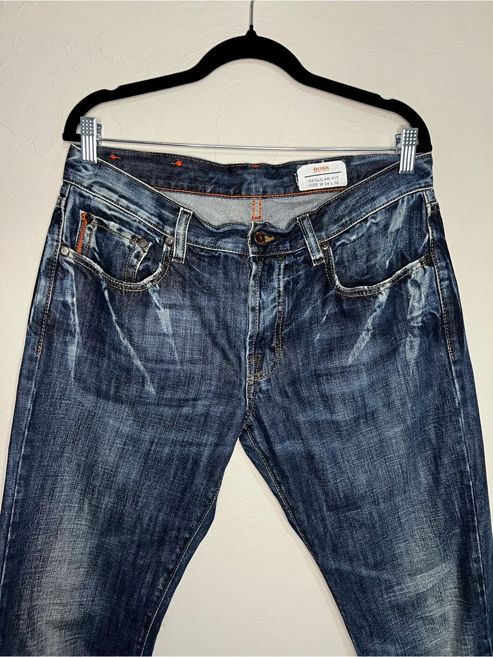 Boss by Hugo Boss Men’s Button Fly Regular Fit Straight Denim Jeans